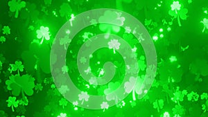 St Patricks Day Ireland Green Falling Shiny Shamrocks Lights Background