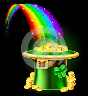 St Patricks Day Leprechaun Rainbow Hat of Gold photo