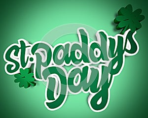 St Patricks Day or St Paddys day typography with a shamrock 4 leaf clover photo