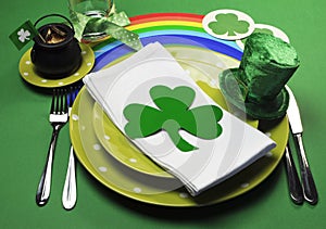 St Patricks Day party table setting - horizontal