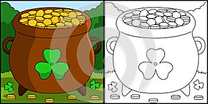 St. Patricks Day Pot Gold Coloring Page Vector