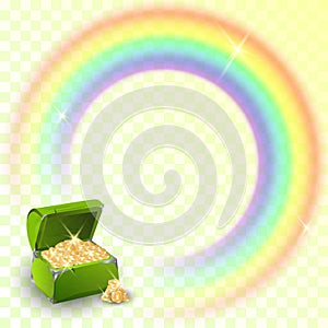 St Patricks day pot of gold with Irish rainbow