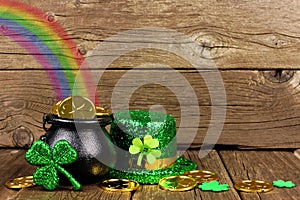 St Patricks Day Pot of Gold with rainbow
