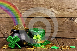 St Patricks Day Pot of Gold with rainbow photo