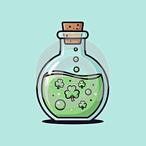 St. Patricks Day Potion Bottle with Shamrocks