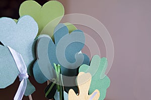 St Patricks Day vase arrangement with green clovers