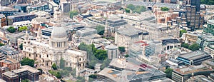 St Paul Cathedral from helicopter, London - UK