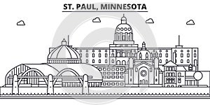 St. Paul, Minnesota architecture line skyline illustration. Linear vector cityscape with famous landmarks, city sights