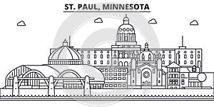 St. Paul, Minnesota architecture line skyline illustration. Linear vector cityscape with famous landmarks, city sights photo