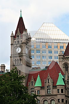 St Paul Minnesota  Skyline with red roof and clock tower