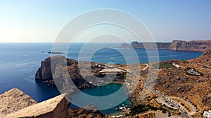 St. Paul`s Bay in Lindos, Rhodes, Greece
