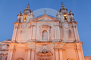 St. Paul\'s Cathedral in the fortified city Mdina in the Northern Region of Mal