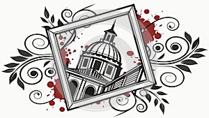St Paul's Cathedral Grunge Splatter Frame, vector design Generative AI