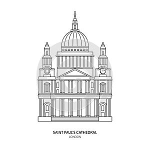 St. Paul's Cathedral, London landmark vector Illustration