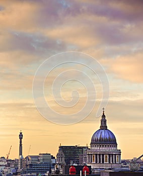 St Paul's Cathedral in London at sunset