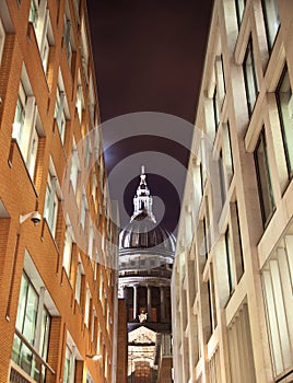 St Paul's cathedral through narrow street