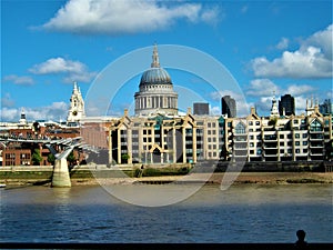 St Paul`s Cathedral and touristic attractions in London city, England