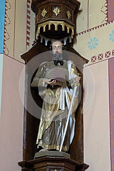St Paul`s statue at the Church of the Holy Three Kings in Kraljev Vrh, Croatia