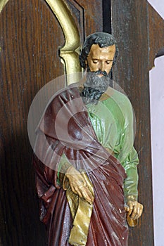 St Paul statue on the altar of Saint Valentine in the Church of the Holy Trinity in Krapinske Toplice, Croatia