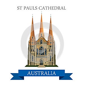 St Pauls Cathedral Melbourne Australia vector flat landmarks