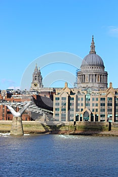 St Pauls Cathedral and the Millennium Bridge, London