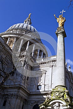 St. Pauls Cathedral and Statue of Saint Paul in London