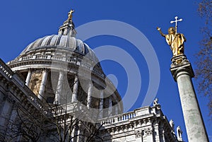 St. Pauls Cathedral and Statue of Saint Paul in London