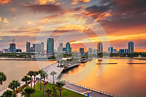 St. Pete, Florida, USA Cityscape on the Bay at Dusk