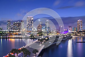 St. Pete, Florida, USA Downtown City Skyline from the Pier