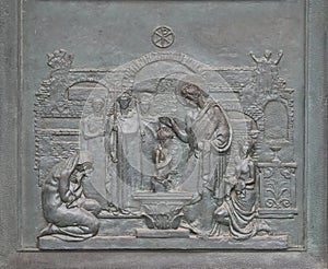 St Peter Baptizing in the Catacombs photo