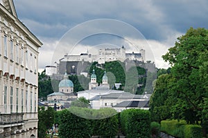 St. Peter`s Abbey and the Hohensalzburg fortress, Austria
