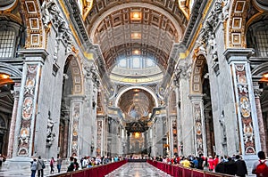 St. Peter`s Basilica interior in Vatican