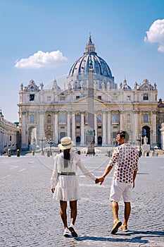 St. Peter's Basilica in the morning from Via della Conciliazione in Rome. Vatican City Rome Italy. Rome architecture and