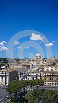 St. Peter`s Basilica and Rome city