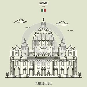 St. Peters Basilica in Rome, Italy. Landmark icon photo