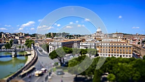 St. Peter`s Basilica square and Rome city, Rome Italy