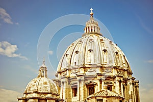 St. Peter`s Basilica in a sunny day in Vatican