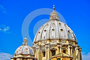 St. Peter`s Basilica in a sunny day in Vatican