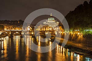 St. Peter's Basilica, Vatican City, by night