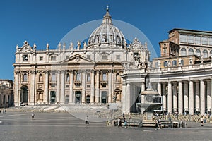St. Peter`s Basilica Vatican Rome Italy, front view at daytime
