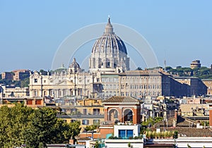 St. Peter\'s basilica in Vatican seen from Pincian hill, Rome, Italy