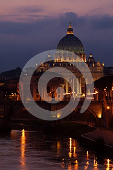 St Peter's Cathedral and Tiber, Rome, Italy