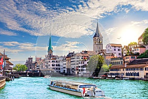 St. Peter's church and Fraumunster abbey, Zurich, Switzerland