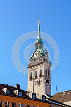 St Peter`s Church gothic cathedral, Munich, Bavaria