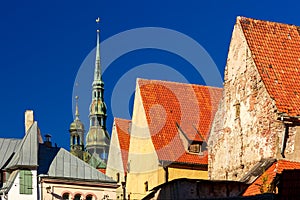 St. Peter's Church in the Old Town of Riga, Latvia