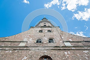 St. Peter`s Church in Riga, Latvia. Bottom view