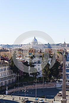 St. Peter's Cupola from Piazza del Popolo Pincio Hill - Rome