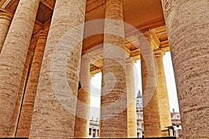 St Peter`s square columns Vatican Rome Italy