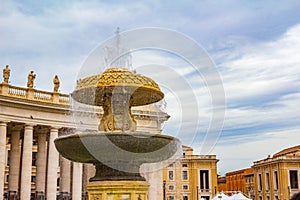 St. Peter`s Square fountain Vatican