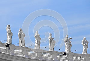 Architectural detail of buildings in Piazza San Pietro, St Peters Square in Vatican.
